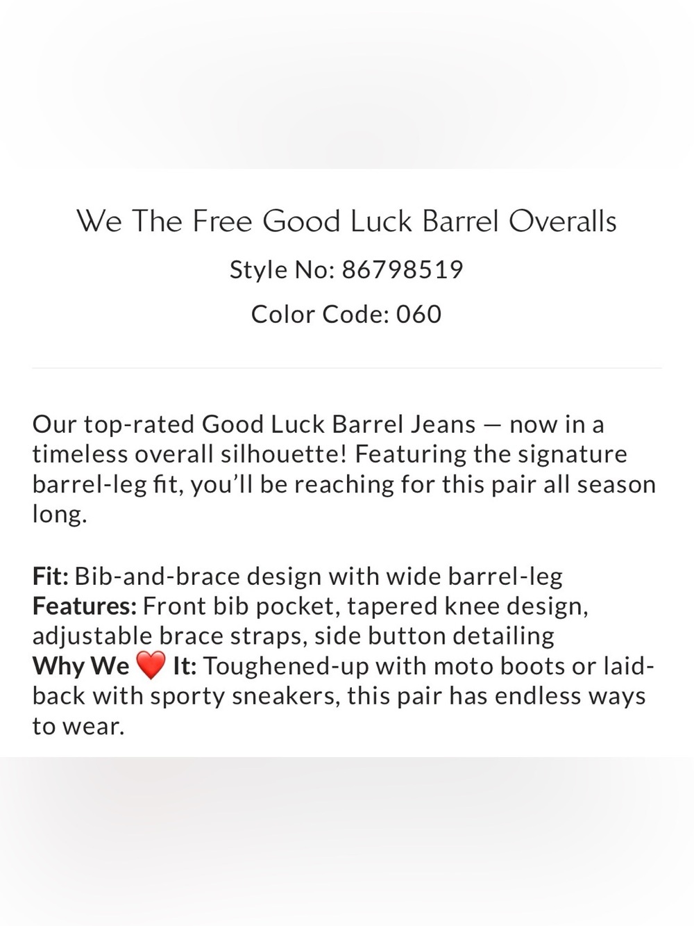 Free People We the Free Good Luck Barrel Overalls - Picture 7 of 16